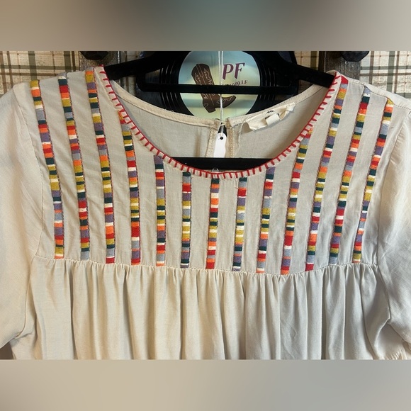 Entro Womens Colorful Embroidered Peasant Blouse Small - Picture 3 of 5